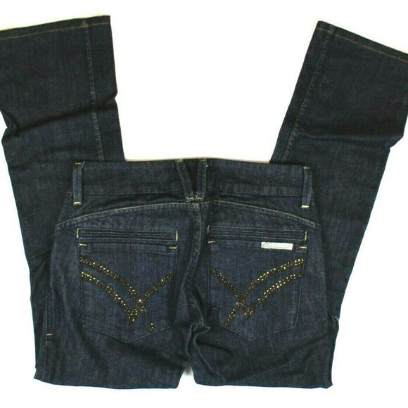 William Rast Jeans Savoy Regular Rise Trouser Denim Rhinestones Women's Size 26 - Picture 1 of 10